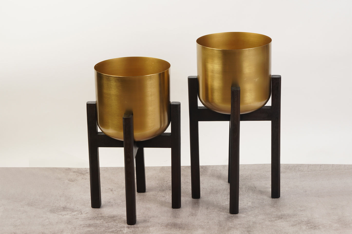 Set of 2 Mid-Century Gold Planters
