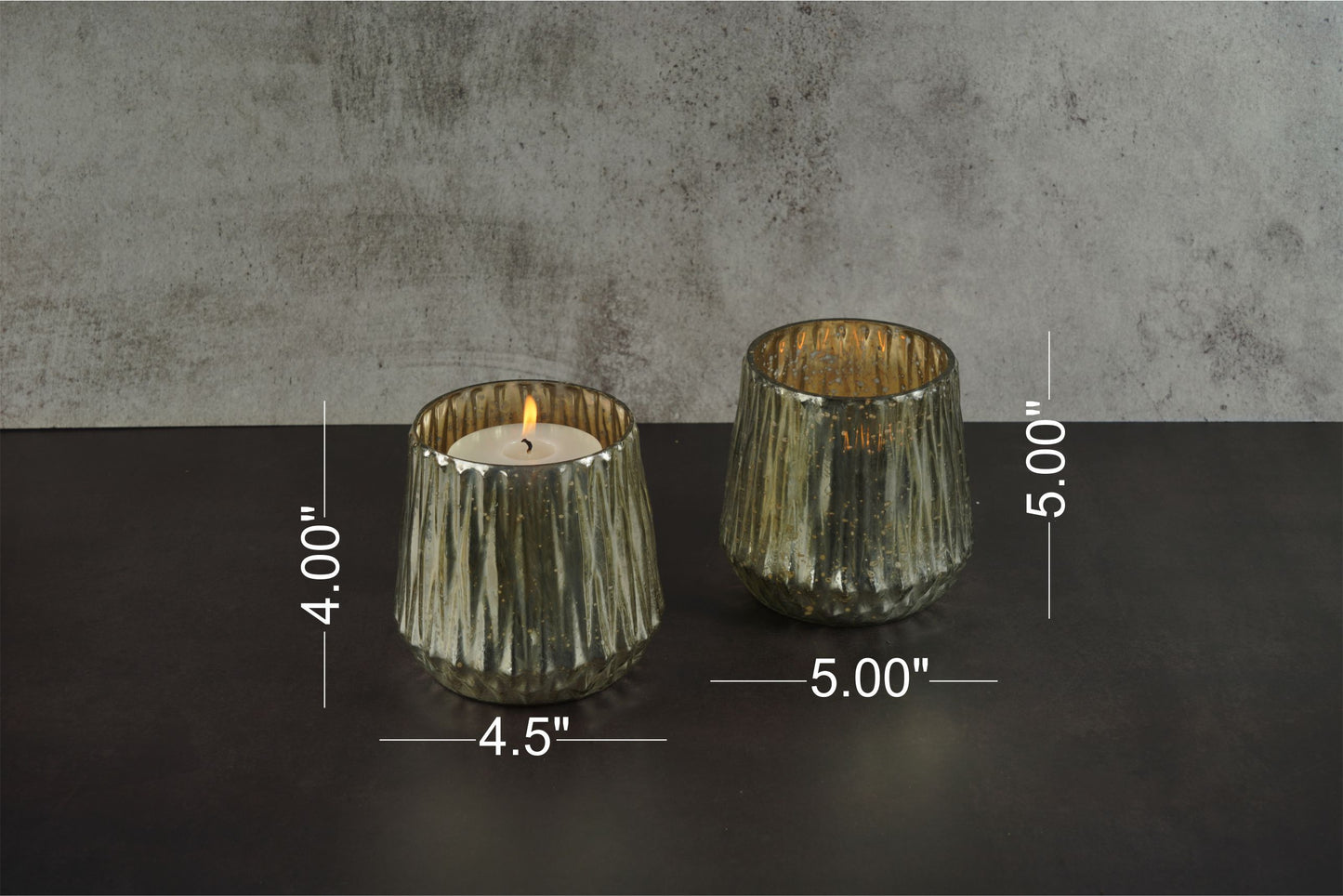 Set of 2 Mercury Glass Votive
