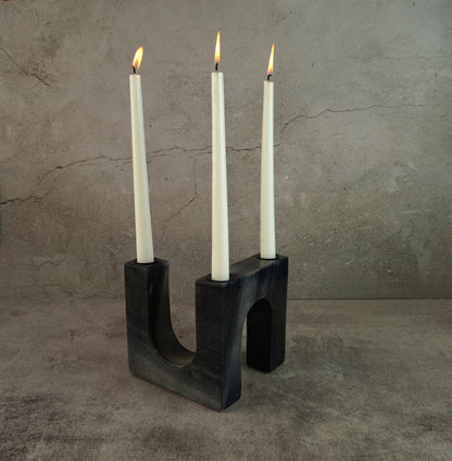 Black Marble Candle Stand