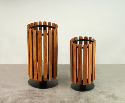 Mid-Century Wooden Hurricane - Large
