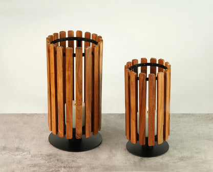 Mid-Century Wooden Hurricane - Large