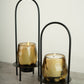 Amber Glass Lantern - Black - Large