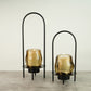 Amber Glass Lantern - Black - Large