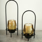 Amber Glass Lantern - Black - Large