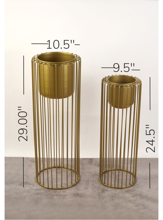 Set of 2 Metal Wired Planters