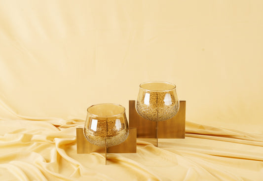 Lumeire Tea Light Holder - Large - Brass Antique