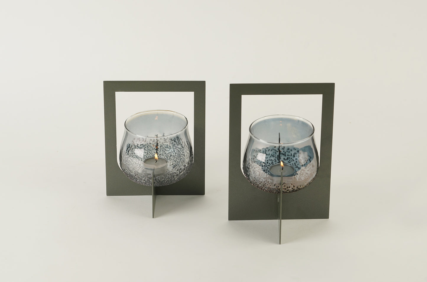 Lumeire Tea Light Holder with Handle - Large - Champagne Grey