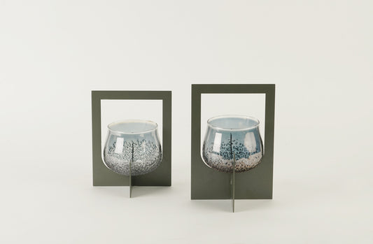 Lumeire Tea Light Holder with Handle - Large - Champagne Grey