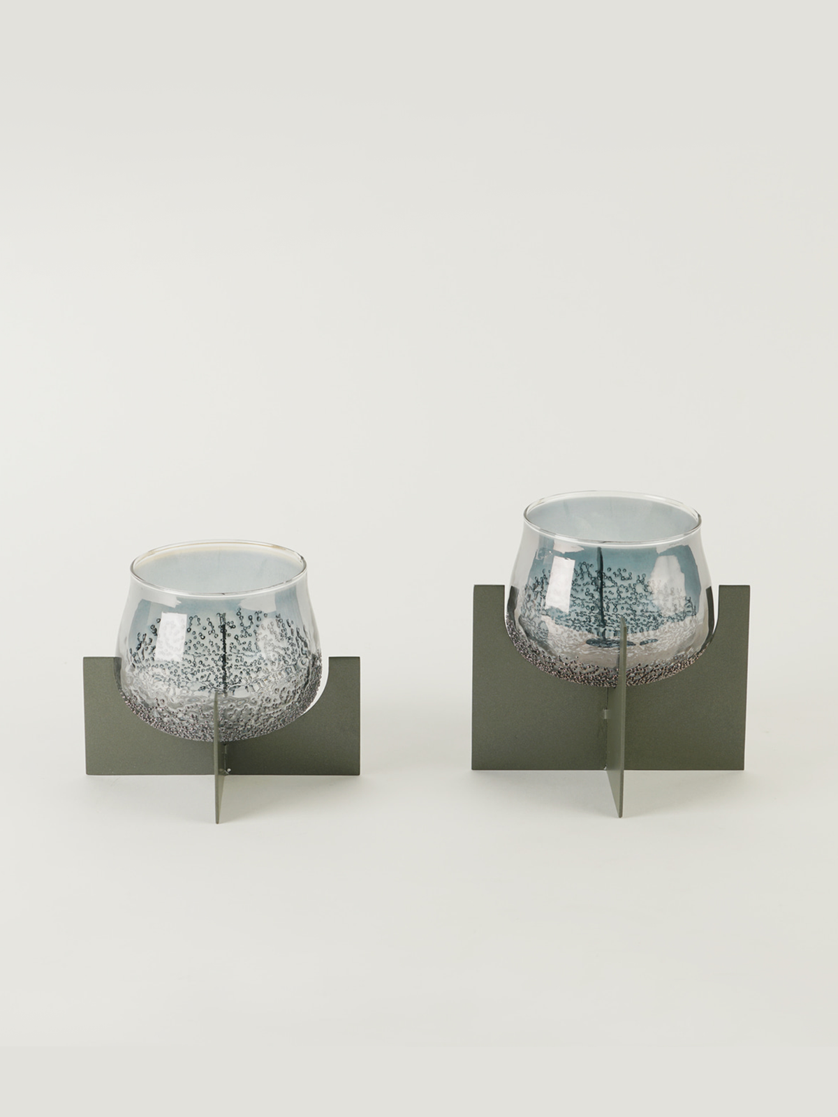 Set of 2 Lumiere Tea Light Holder - Champagne Grey