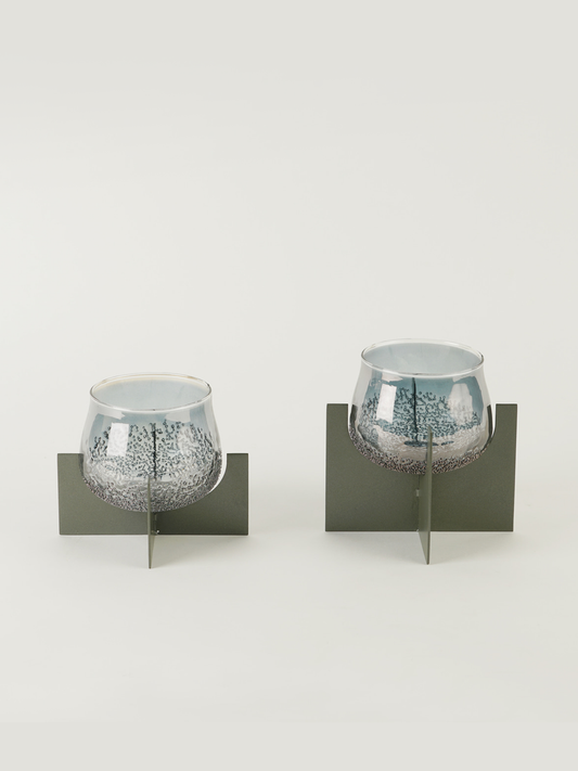 Set of 2 Lumiere Tea Light Holder - Champagne Grey