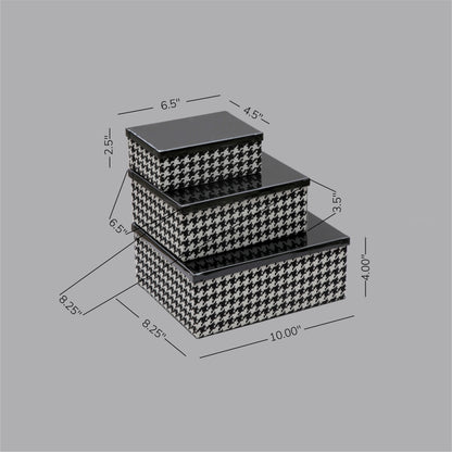 Metal Lid Storage Boxes - Set Of 3 (Pepita)