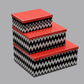 Metal Lid Storage Boxes - Set Of 3 (Chevron)
