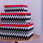 Metal Lid Storage Boxes - Set Of 3 (Chevron)