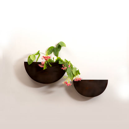 Semi Circle Wall Planters - Set Of 2 (Brown)