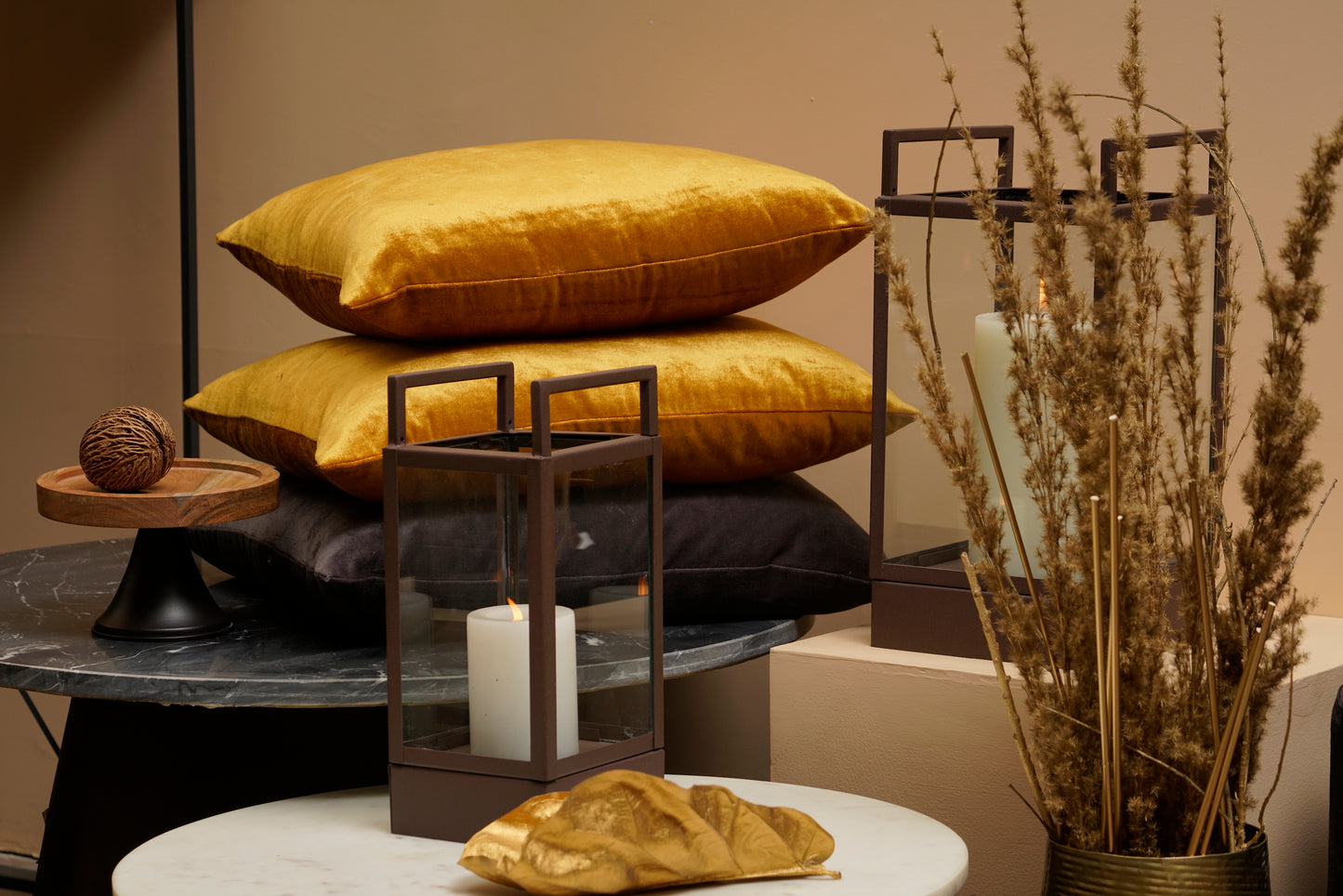 Two Large - Lush Cushion Covers (Yellow)