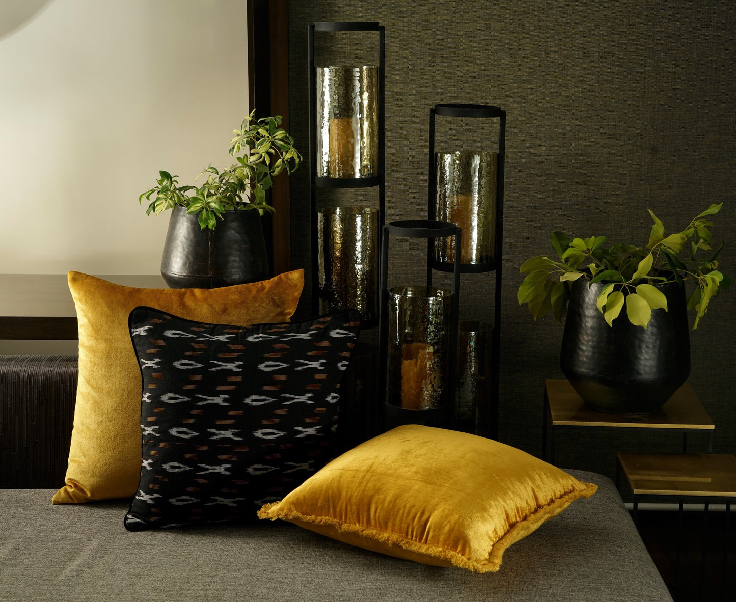 Two Large - Lush Cushion Covers (Yellow)