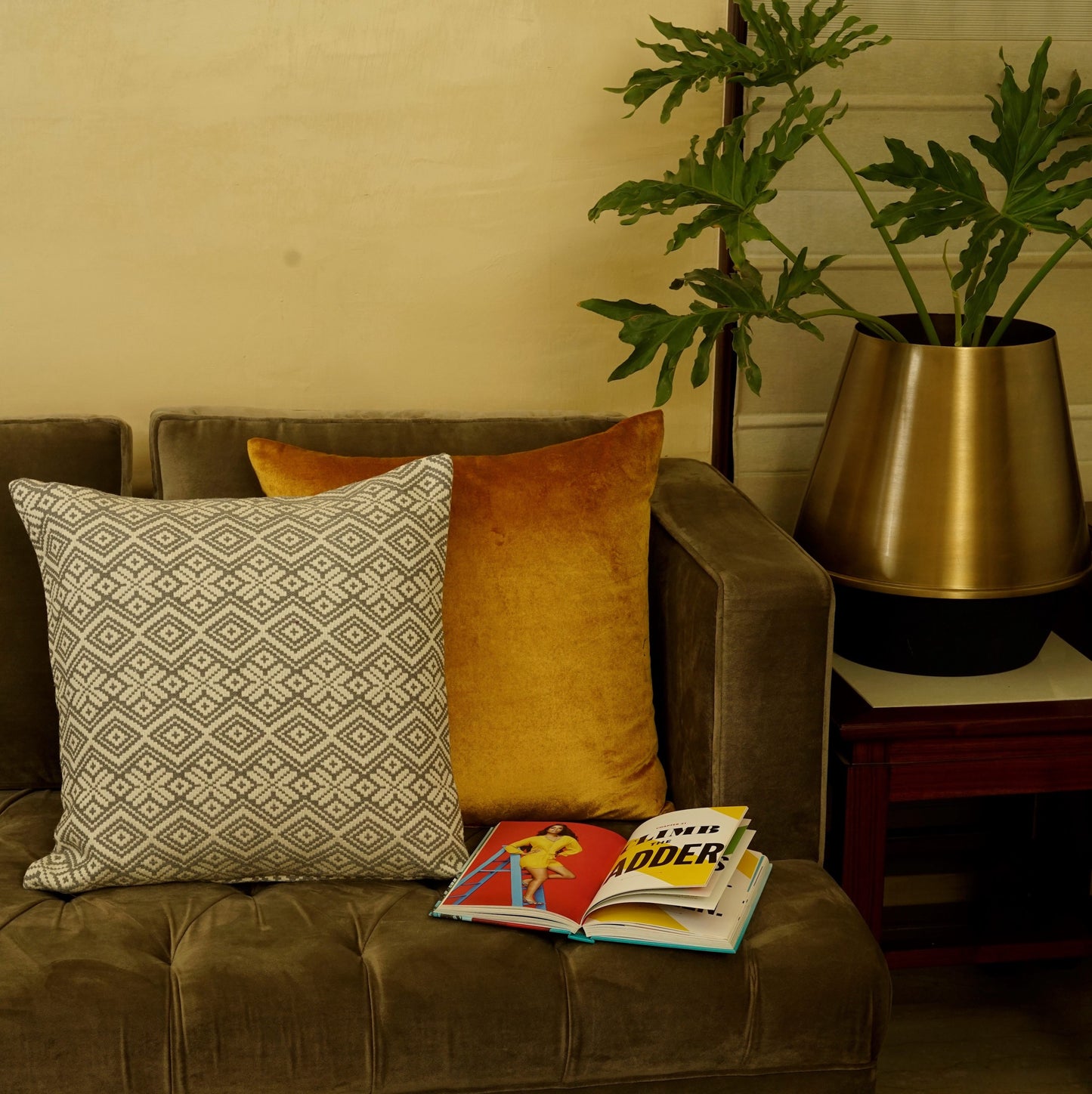 Two Large - Lush Cushion Covers (Yellow)