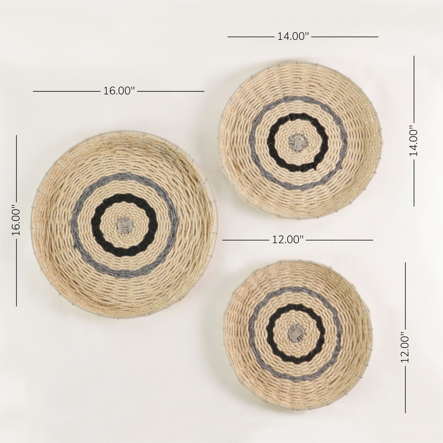 Jute Wall Baskets -  Set of 3 Pcs