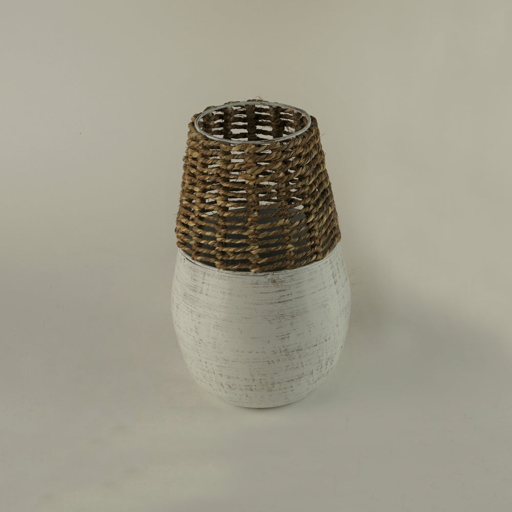 White Bohemian Vase- Small
