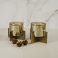 Set of 2 Tea-Light Hurricane (Gold)