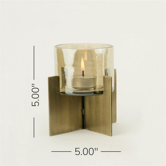 Large Tea-Light Hurricane (Gold)