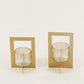 Set of 2 Tea-Light Hurricane with Handle (Gold)