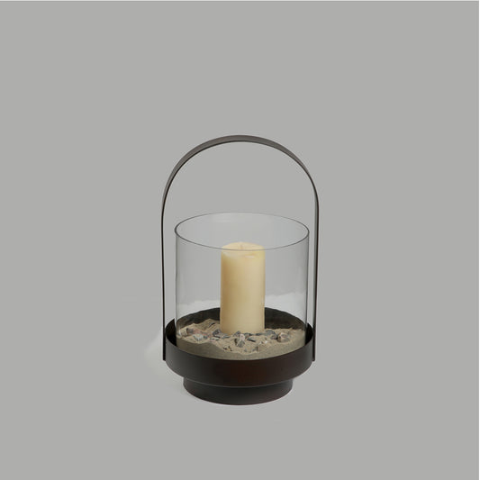 Metal & Glass Lantern (Brown)