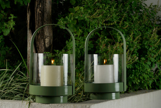 Metal & Glass Lantern (Brown)