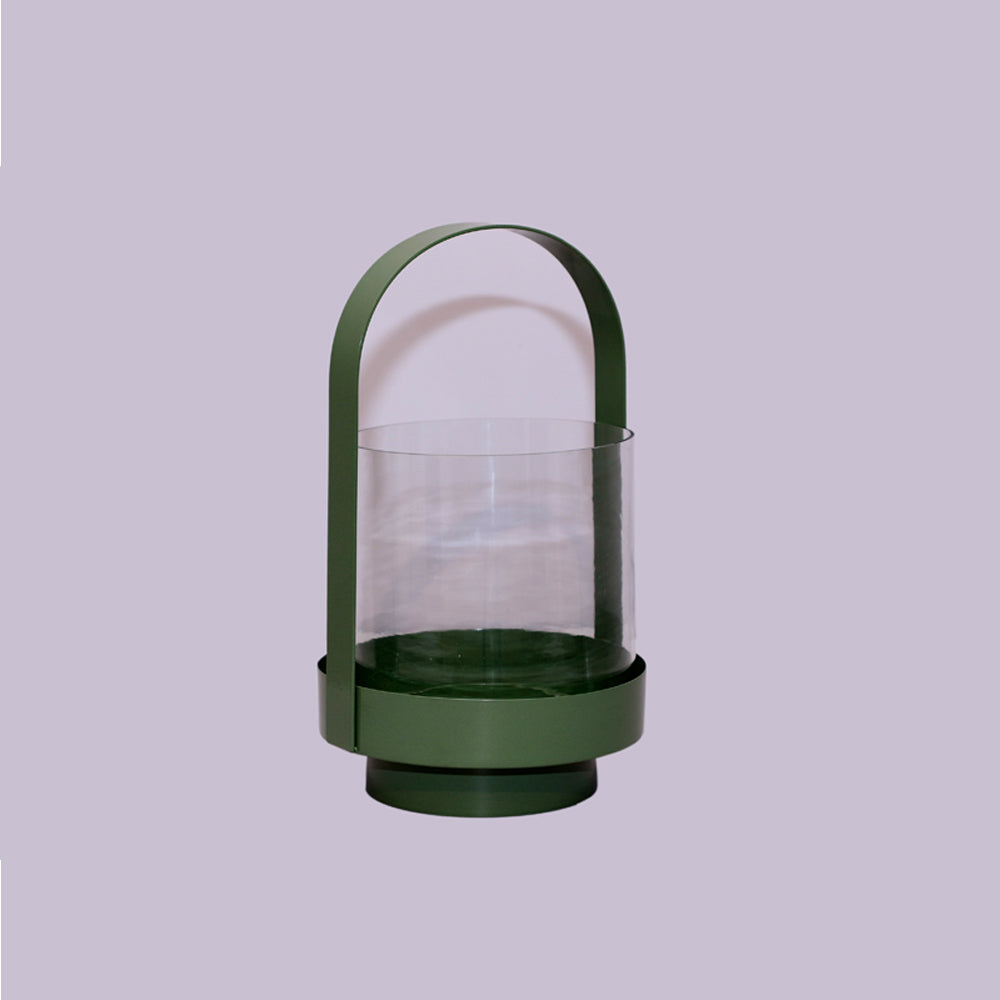 Metal & Glass  Lantern (Olive Green)