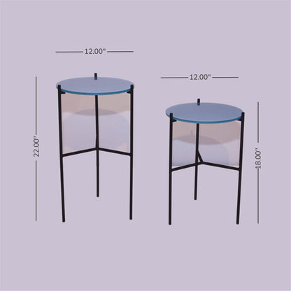 Two Round Accent Tables (Blue)